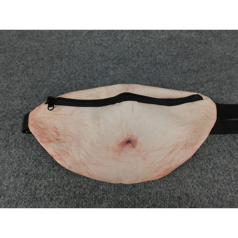 Dad Bod Fanny Pack Realistic‎ Hairy Belly Waist Bag Tan Novelty Gag Gift Mens OS
